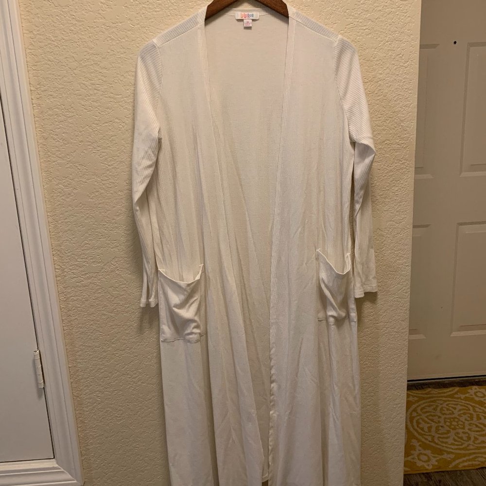 LuLaRoe Long White Cardigan